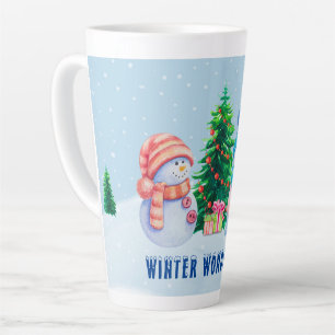 Caneca De Café Latte Winter Wonderland Snowman Casal Latte Mug