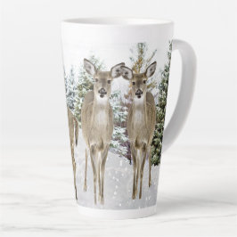 Caneca De Café Latte Winter Wonderland Whitetail Deer