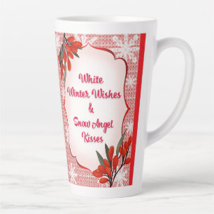 Caneca De Café Latte Winterberry White Winter Deseja Neve Beijos