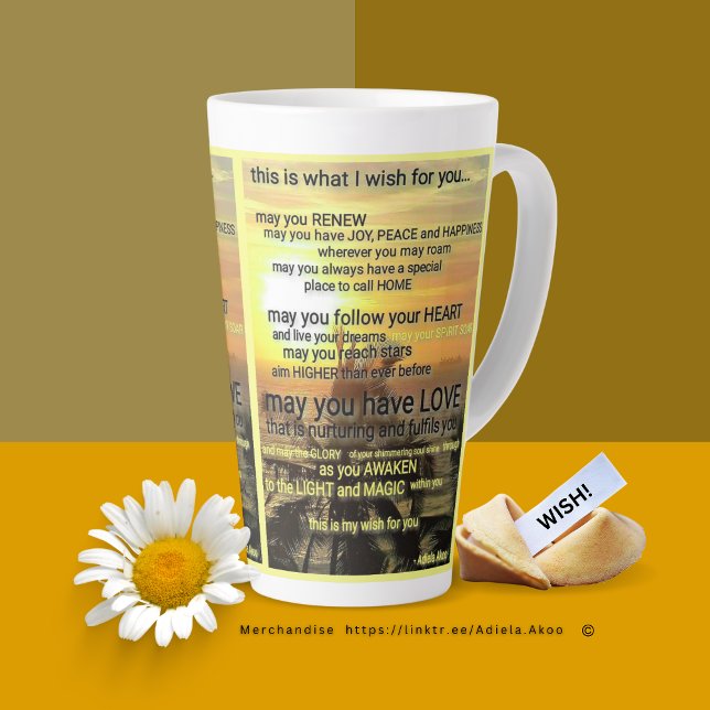 Caneca De Café Latte WISH Mug da Poeta Adiela Akoo - Grande Latte (Wish Latte Mug by Poet Adiela Akoo. Shop my store for tees, totes, fab finds & great gift ideas now!)