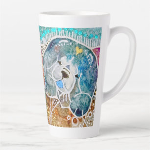 Caneca De Café Latte WOBBLE-ROCK Chow dog watercolor batik