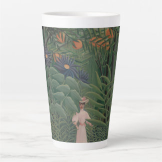 Caneca De Café Latte Woman Walking in an Exotic Forest, Henri Rousseau