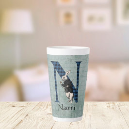 Caneca De Café Latte Wonderland White Rabbit - Letra N