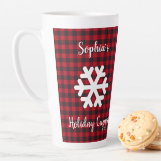 Caneca De Café Latte Xadrez Buffalo Snowflake Latte Mug - Personalizado