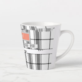 Caneca De Café Latte Xadrez Chic Moderna Preta e Branco