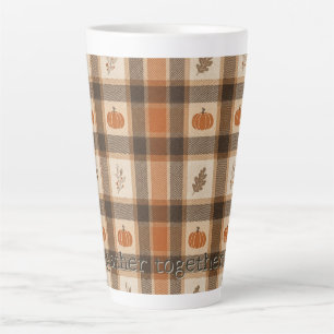 Caneca De Café Latte Xadrez de Abóbora de Outono