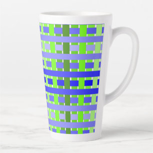 Caneca De Café Latte Xadrez de gradiente azul