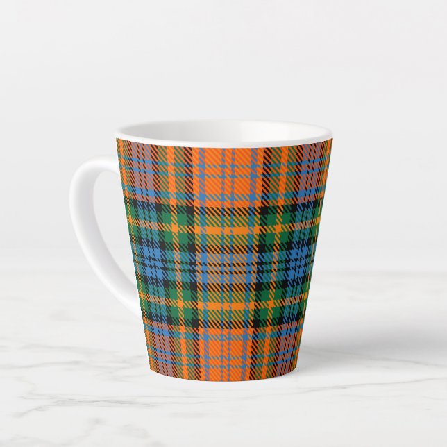 Caneca De Café Latte Xadrez Murray Rústico Laranja Azul (Ângulo esquerdo)