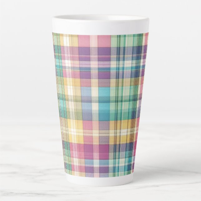 Caneca De Café Latte xadrez/Páscoa pastel/tartã (Frente)