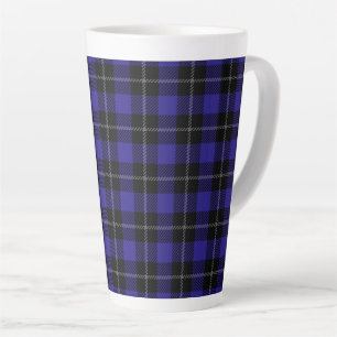 Caneca De Café Latte Xadrez Real Azul Preto