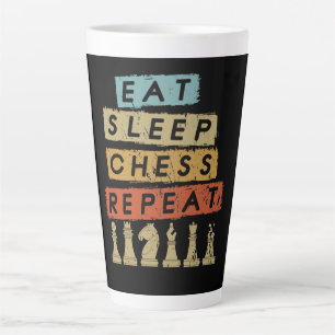 Caneca De Café Latte Xadrez - Repetir o Xadrez do Sono