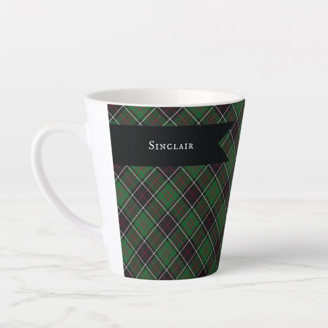 Caneca De Café Latte Xadrez Tradicional das Terras Altas do Clã Sinclai (Esquerda)