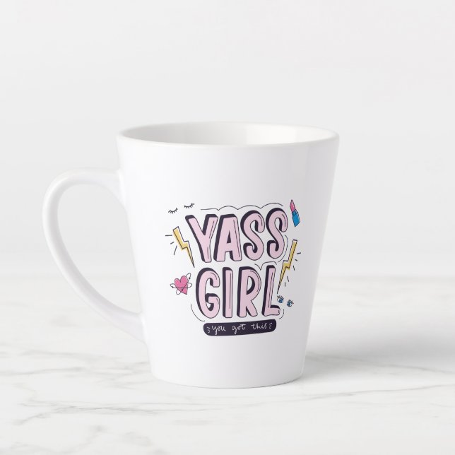 Caneca De Café Latte Yass Girl | Você Recebeu Isso (Esquerda)