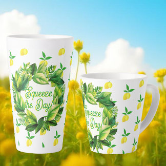 Caneca De Café Latte Yellow Lemons Squeeze the Day! Coffee Mug