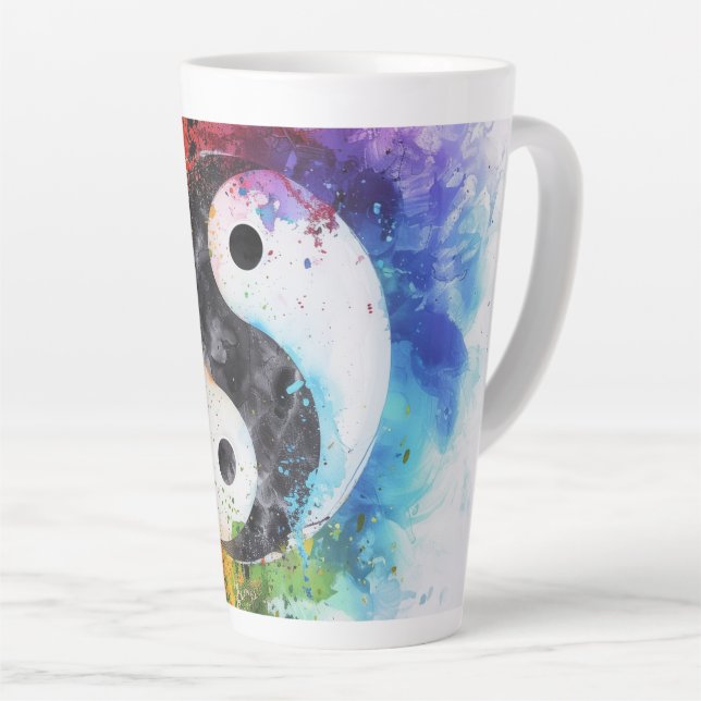 Caneca De Café Latte Yin Yang Digital Art (Ângulo direito)