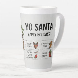 Caneca De Café Latte Yo Santa Natal de Verão Engraçado Tropical Férias