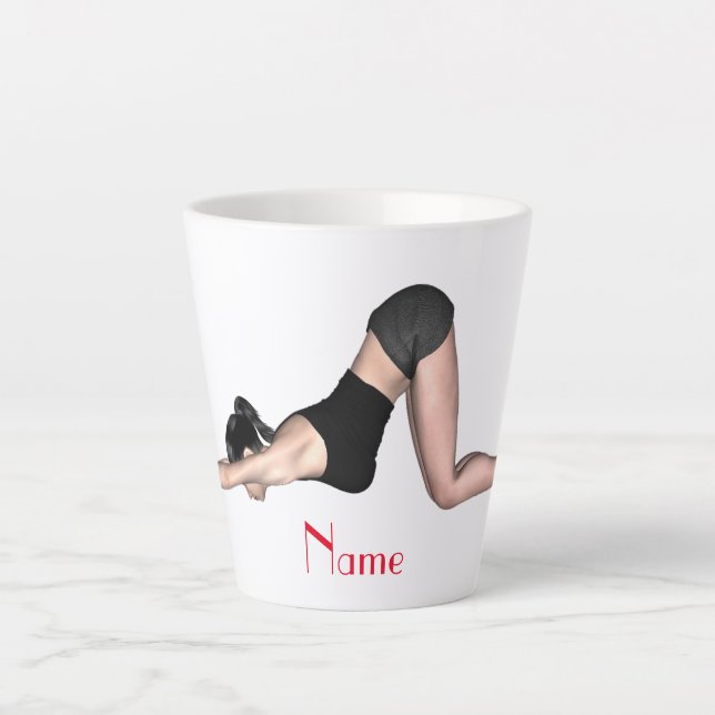 Caneca De Café Latte Yoga Poses Thunder_Cove (Frente)