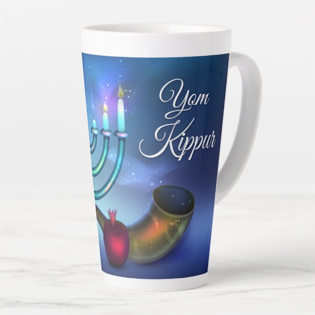 Caneca De Café Latte Yom Kippur (Ângulo direito)