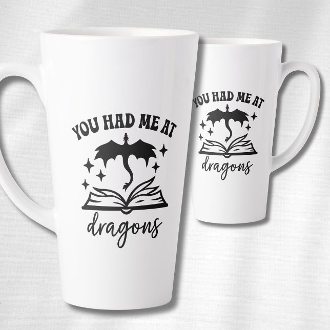Caneca De Café Latte You Had Me at Dragons (Criador carregado)