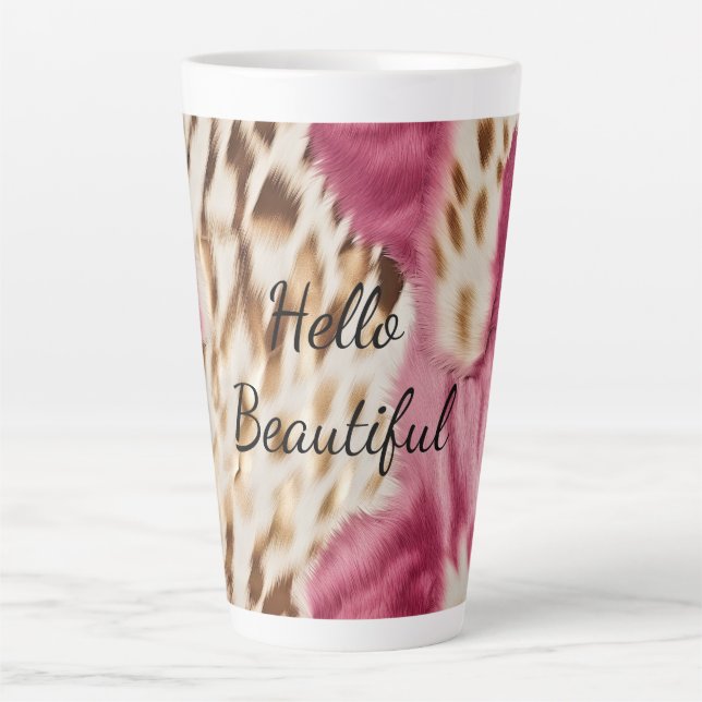 Caneca De Café Latte Zebra Dourada Rosa na moda (Frente)