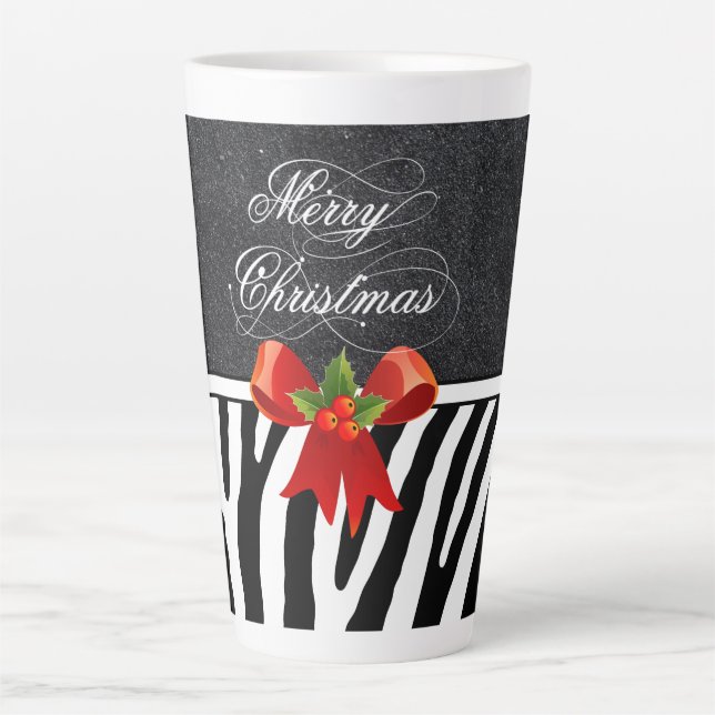 Caneca De Café Latte Zebra Stripes e Glitter (Frente)
