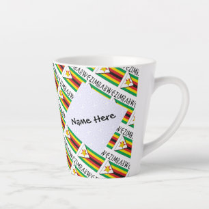 Caneca De Café Latte Zimbábue Bandeira do Zimbábue Enviada Personalizad
