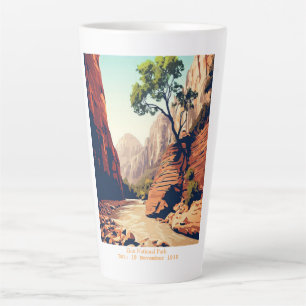 Caneca De Café Latte Zion National Park Utah A aquarela dos estreitos