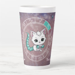 Caneca De Café Latte Zodiac Scorpio Cute Cat Planet Astrologia