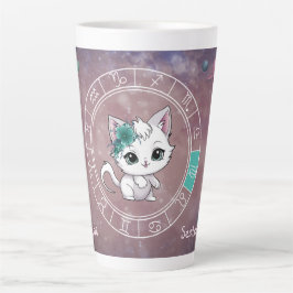 Caneca De Café Latte Zodiac Virgo Cute Cat Planet Astrologia