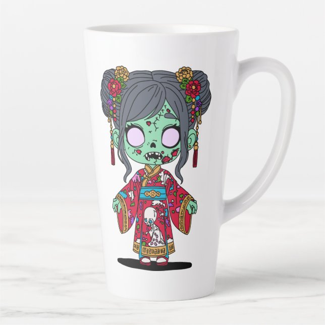 Caneca De Café Latte Zombie Chinês Bonito (Direita)