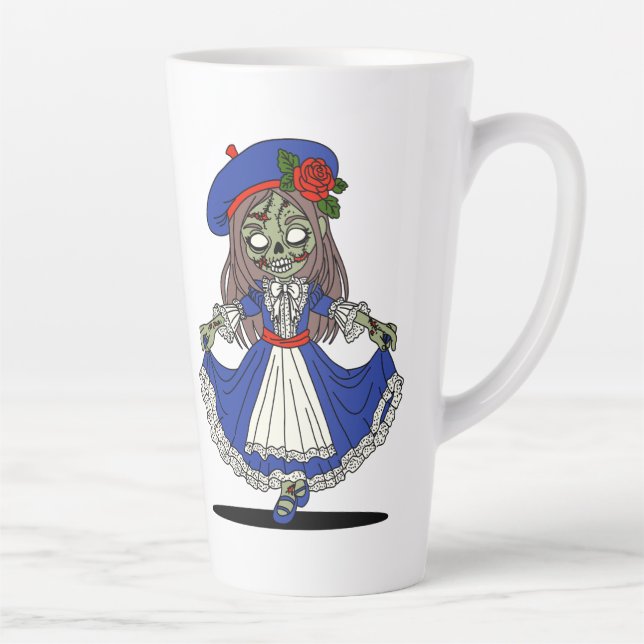 Caneca De Café Latte Zombie francês bonito (Direita)