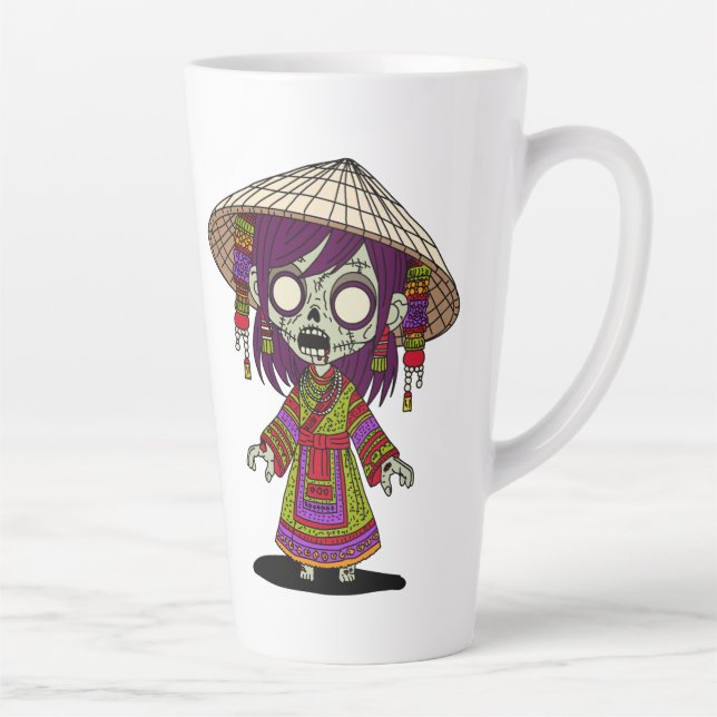 Caneca De Café Latte Zombie vietnamita bonita (Direita)