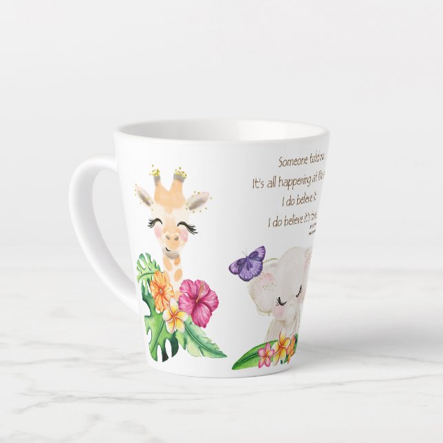 Caneca De Café Latte Zoo Bebês Com Flores (Ângulo esquerdo)