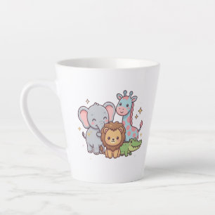 Caneca De Café Latte Zoológico Animal Fofo Kawaii Criança Diversão Selv