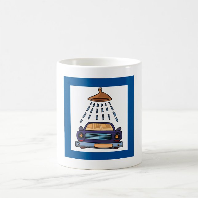 Caneca De Café Lavagem de Carros Azuis de Desenho Animado Detalhe (Criador carregado)