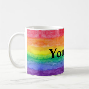 Caneca De Café Lavagem do arco-íris com texto feito sob encomend