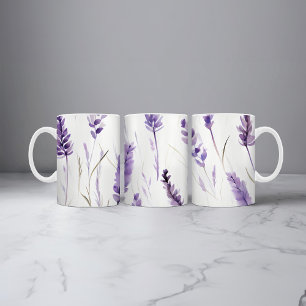 Caneca De Café Lavanda Aquarela Café Floral