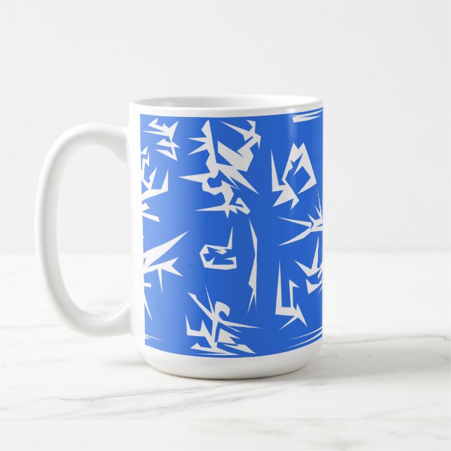Caneca De Café Lavanda Azul E Abstrato Branco Funky (Esquerda)