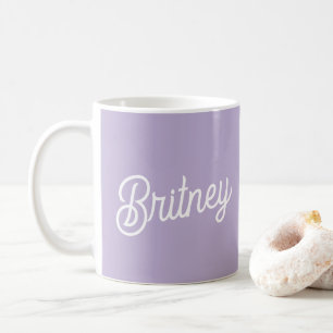 Caneca De Café Lavanda Chic Personalizada Nome do Monograma Roxo
