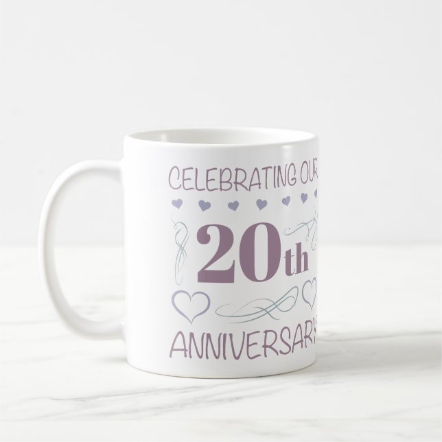 Caneca De Café Lavanda de Aniversário de Casamento de 20 (Esquerda)