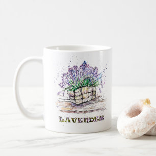 Caneca De Café Lavanda de Aquarela