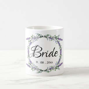 Caneca De Café Lavanda de aquarela elegante Eucalyptus Bride