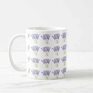 Caneca De Café Lavanda de aquarela flores roxas