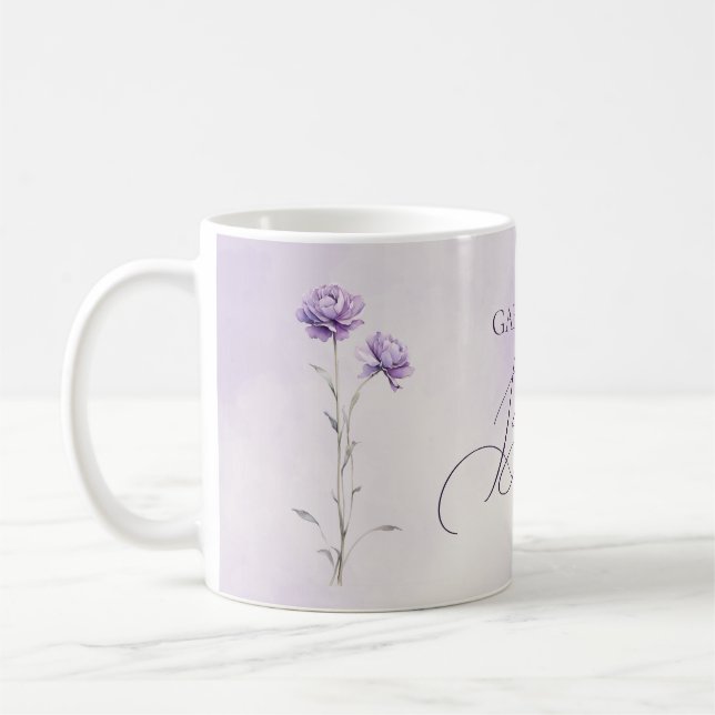 Caneca De Café Lavanda de Aquarela Prado de Flor Selvagem Melhor  (Esquerda)