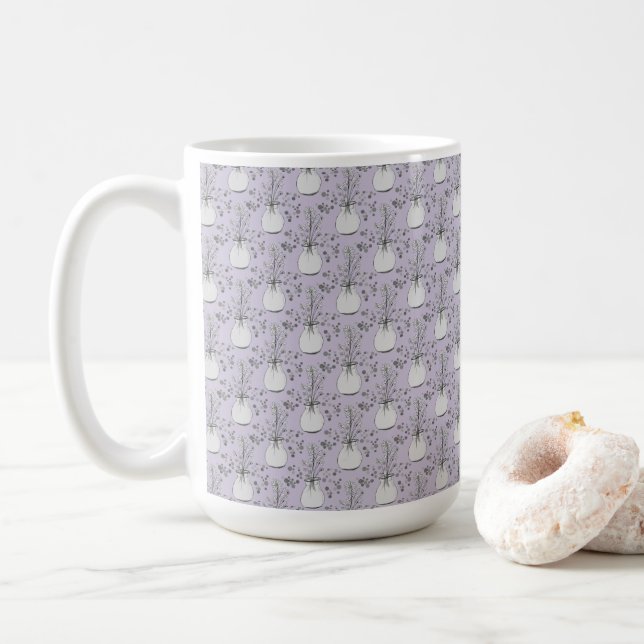 Caneca De Café Lavanda de flores comunitárias (Com Donut)
