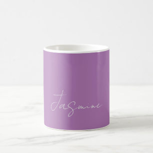 Caneca De Café Lavanda de Nome Personalizado Mínimo da Caligração