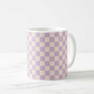 Caneca De Café Lavanda e quadro de verificação branco desligado