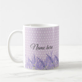 Caneca De Café lavanda, elegante, moderno, moderna, floral, roxo