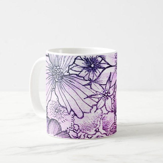 Caneca De Café Lavanda Floral Bloom (Frente Esquerda)