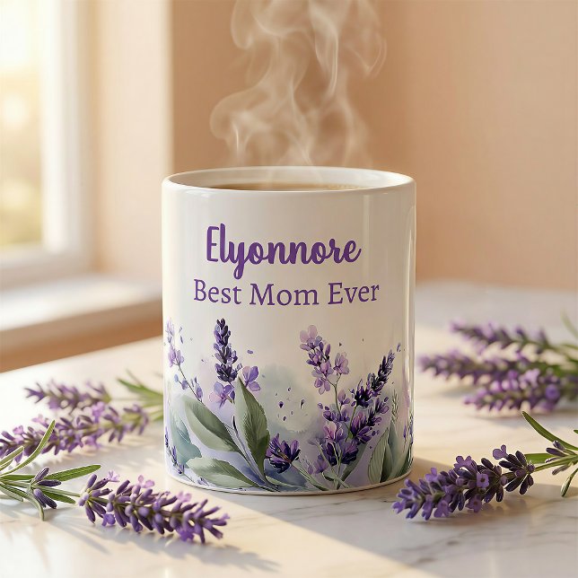 Caneca De Café Lavanda Floral de Primavera Melhor Mãe de Todos os (Criador carregado)